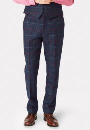 Tailored Fit Haincliffe Blue Check Wool Suit Pants