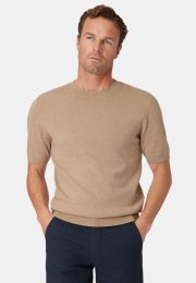 Lewis Sand Merino Wool Half Sleeve Sweater