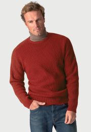 Pickering Berry Lambswool Guernsey Ribbed Crew Neck Sweater