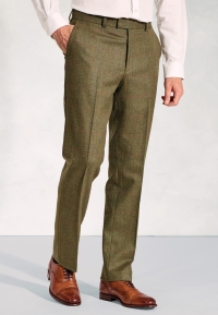 Regular Fit Dalton Olive Check Wool Suit Pants