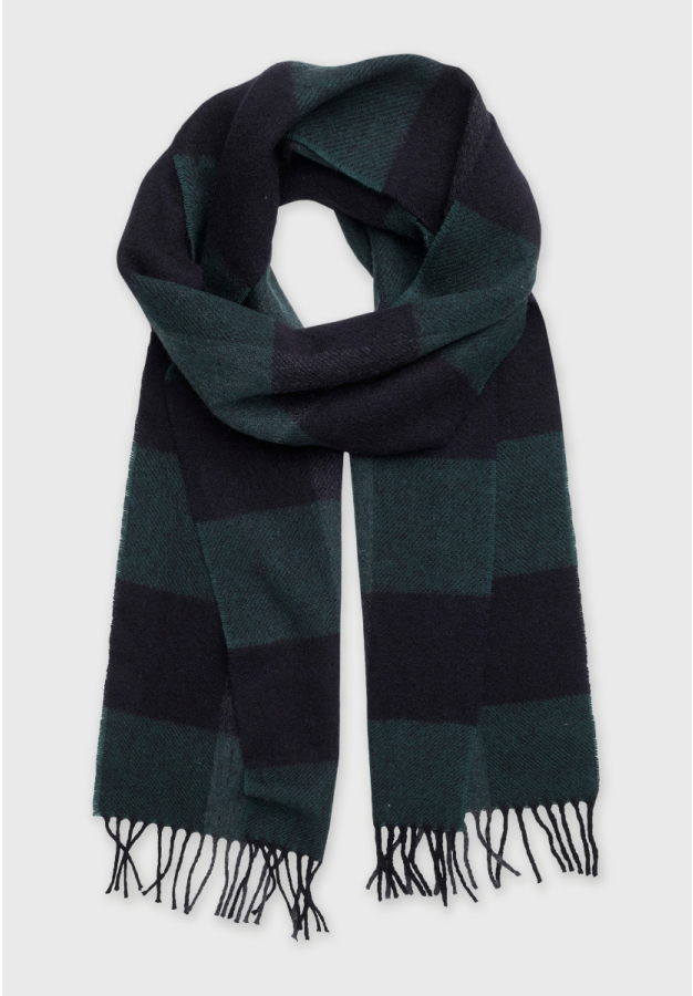 Teal Lambswool Check Scarf